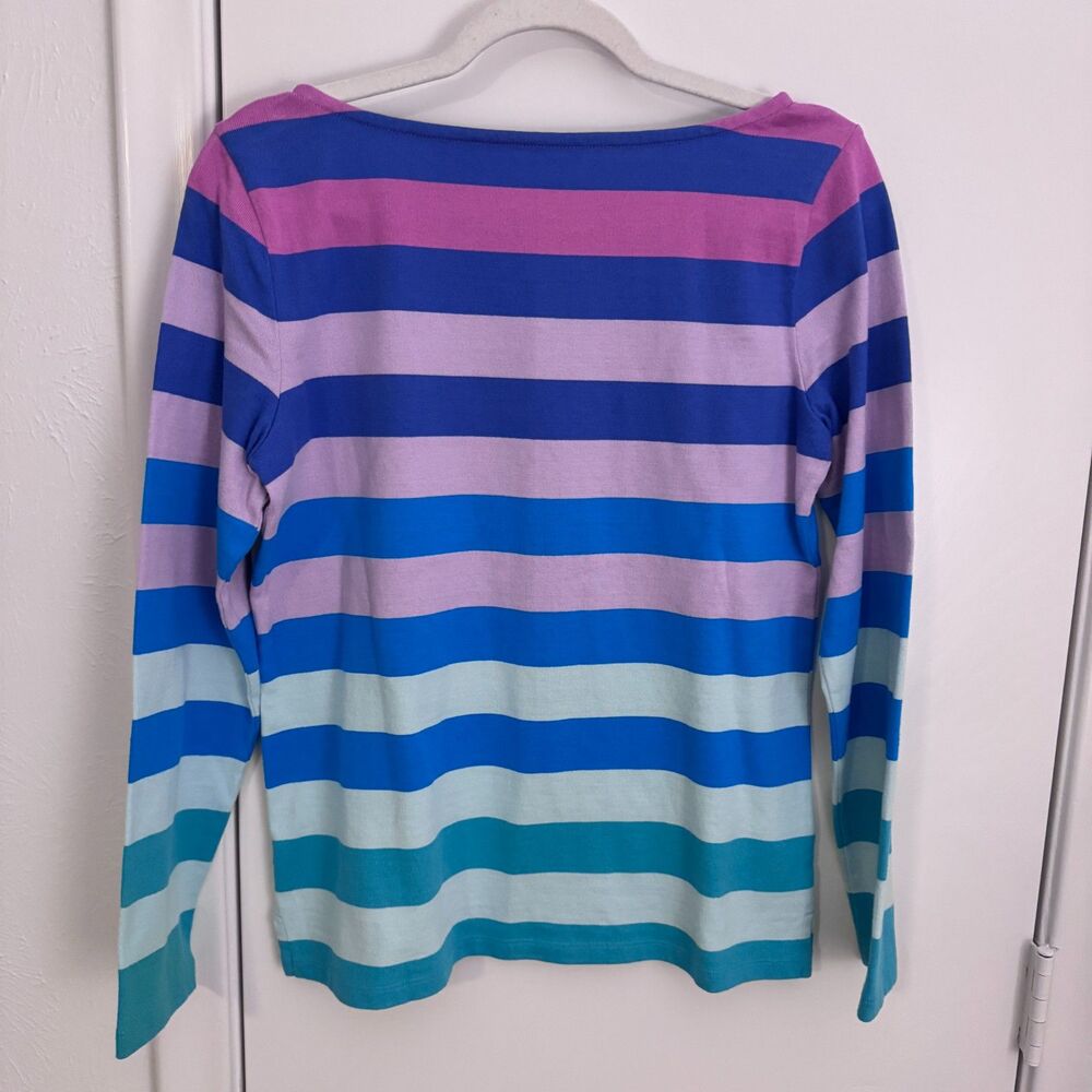Womens Authentic Talbots Tee - Orchid Stripe 100% Cotton Size Small EUC - Picture 3 of 6